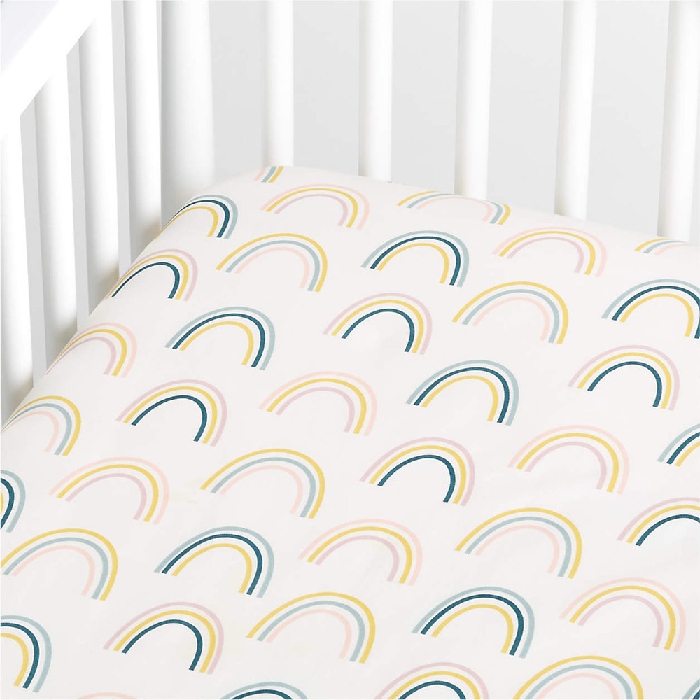 Crate&kids Stay Cool Asha Rainbow Organic Cotton Baby Crib Fitted Sheet